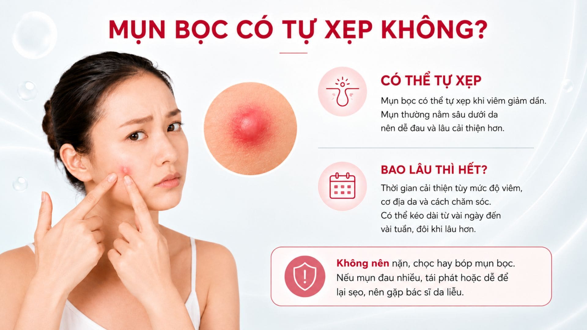 Chăm sóc mụn bọc đúng cách giúp hỗ trợ da phục hồi và hạn chế nguy cơ thâm, sẹo sau mụn.