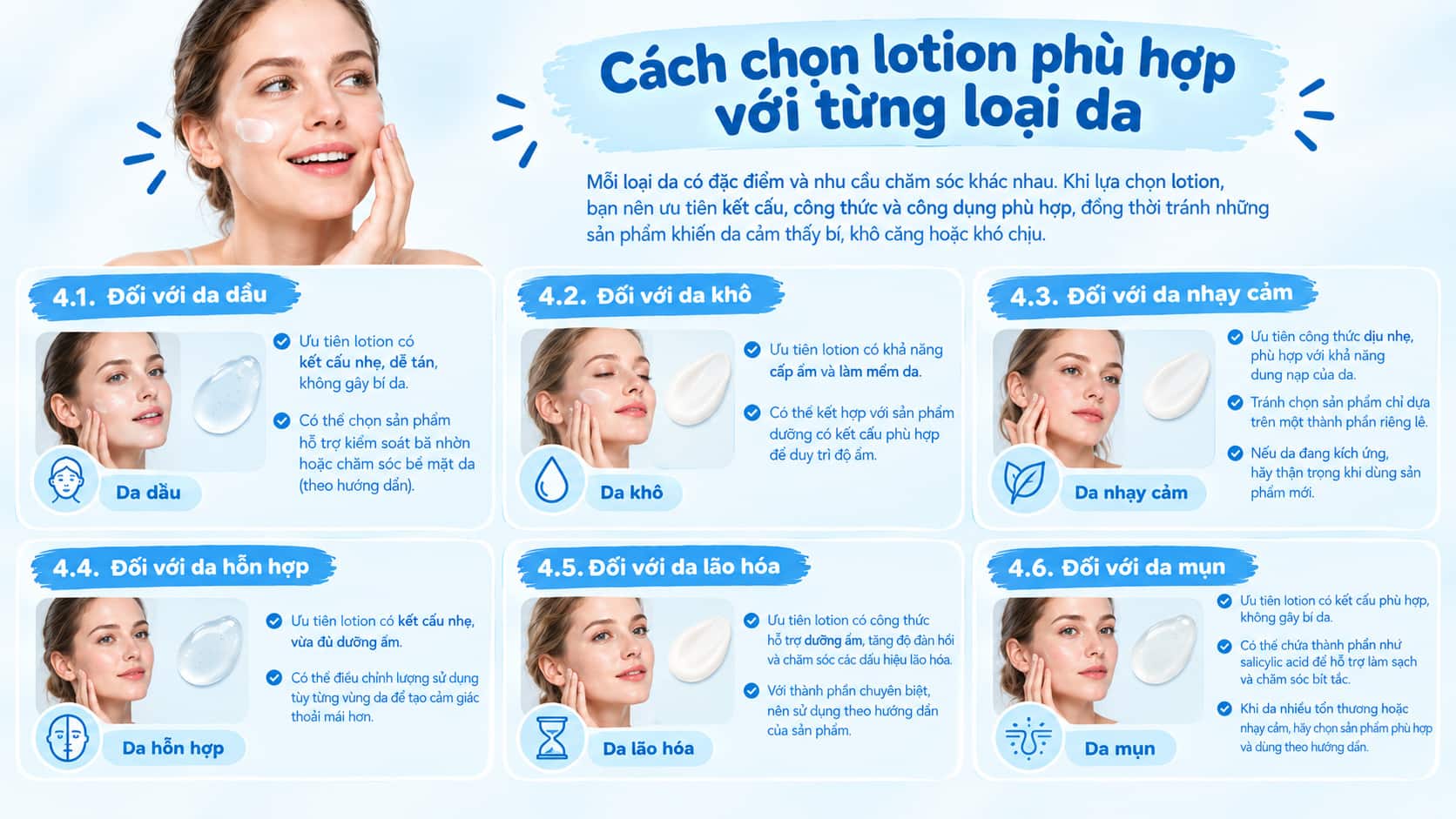 Cách chọn lotion phù hợp với từng loại da