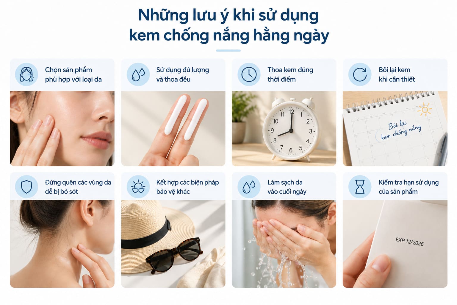 lưu ý khi sử dụng kem chống nắng hằng ngày