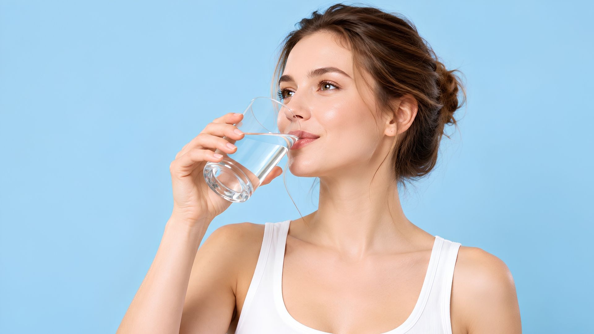 Uống đủ nước hỗ trợ sức khỏe tổng thể nhưng không thay thế việc chăm sóc và điều trị mụn
