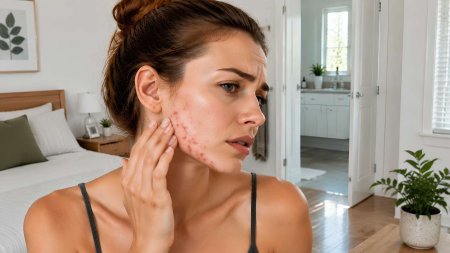 Mụn thường xuất hiện dọc theo đường viền hàm và cằm