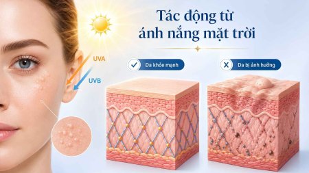 Tiếp xúc kéo dài với tia UV có thể ảnh hưởng đến cấu trúc và quá trình tái tạo tự nhiên của làn da 